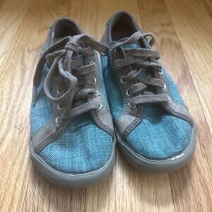 KEEN ARCATA Teal Blue Denim Canvas Lace Up Sneakers Shoes big girl size 1